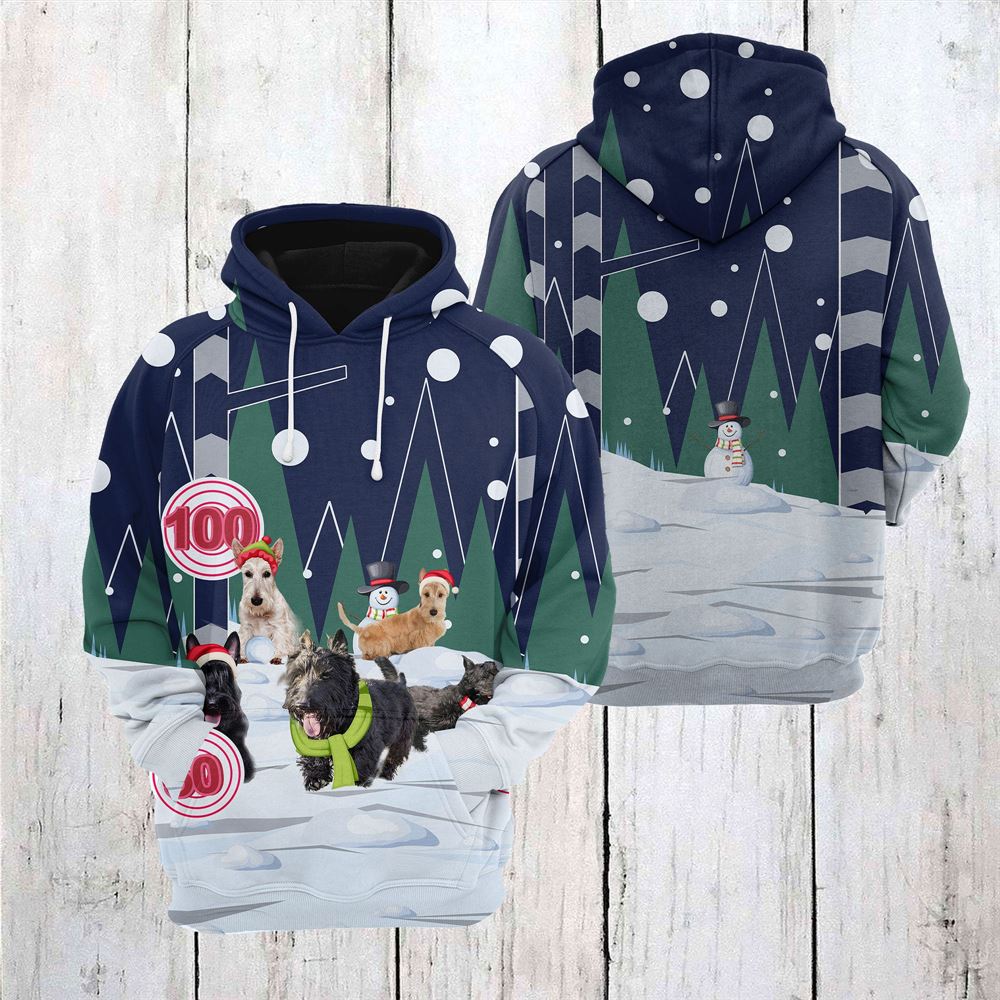 Scottish Terrier Playing Christmas All Over Print 3D Hoodie For Men And Women, Best Gift For Dog lovers, Best Outfit Christmas