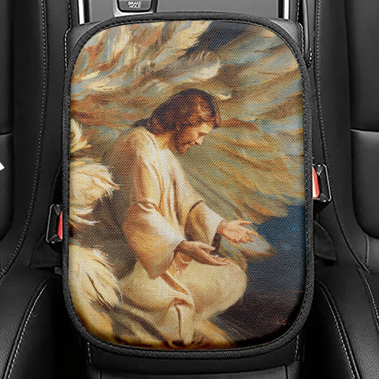 Scripture For God So Loved The World John 316 Seat Box Cover, Bible Verse Car Center Console Cover, Scripture Car Interior Accessories