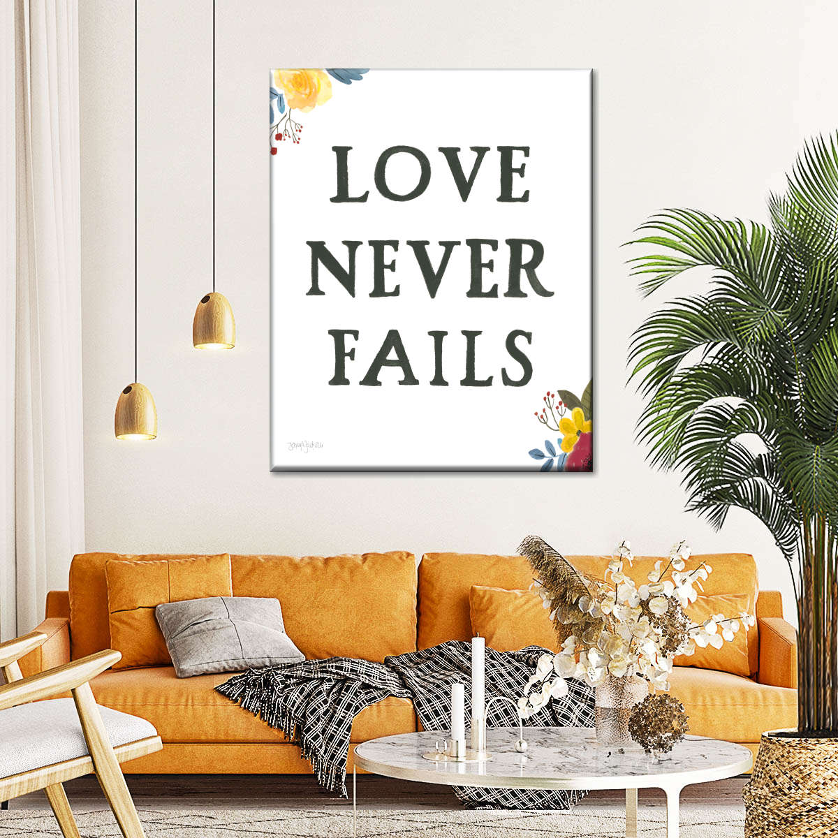 Scripture For Life Love Never Faith Wall Art Canvas - Canvas Religious Wall Art - Christian Wall Decor Living Room