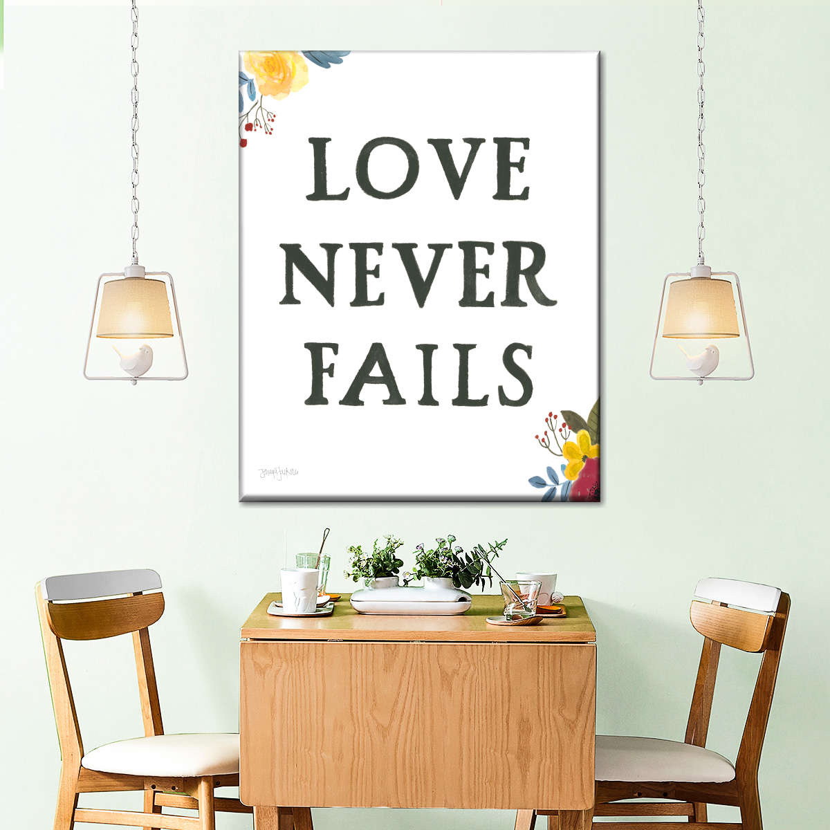Scripture For Life Love Never Faith Wall Art Canvas - Canvas Religious Wall Art - Christian Wall Decor Living Room