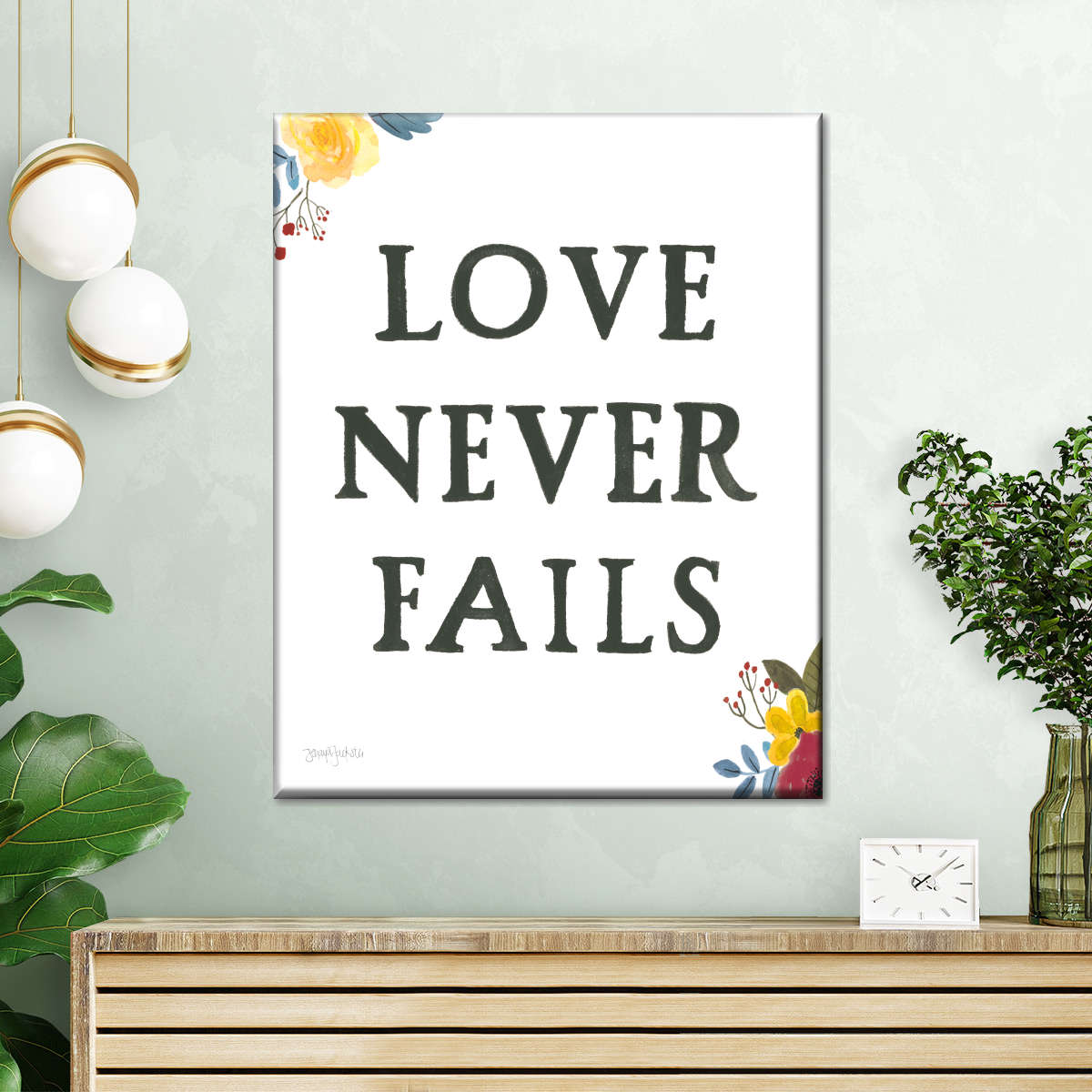 Scripture For Life Love Never Faith Wall Art Canvas - Canvas Religious Wall Art - Christian Wall Decor Living Room