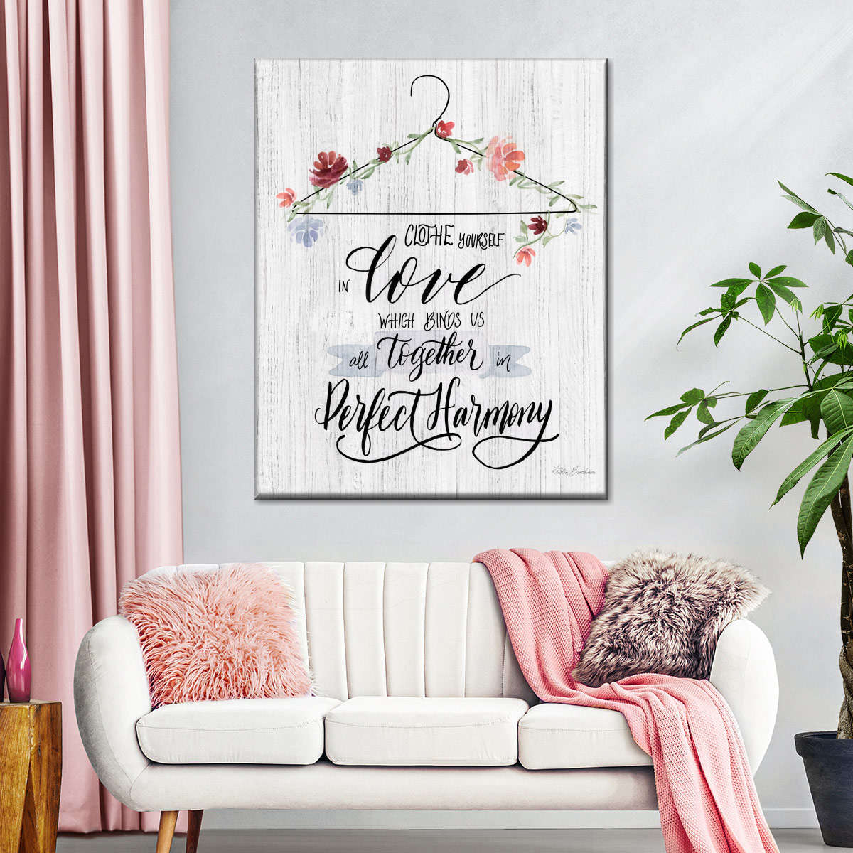 Scripture Hanger Clothe Yourself In Love Wall Art Canvas - Canvas Religious Wall Art - Christian Wall Decor Living Room