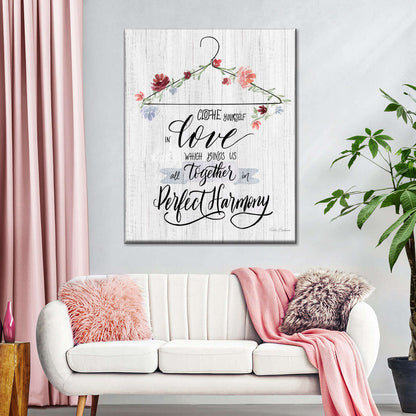 Scripture Hanger Clothe Yourself In Love Wall Art Canvas - Canvas Religious Wall Art - Christian Wall Decor Living Room