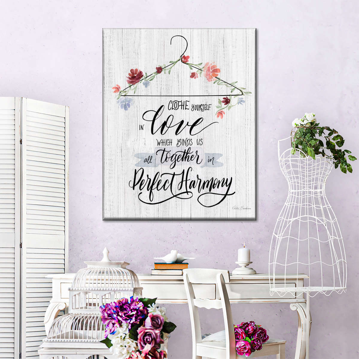 Scripture Hanger Clothe Yourself In Love Wall Art Canvas - Canvas Religious Wall Art - Christian Wall Decor Living Room