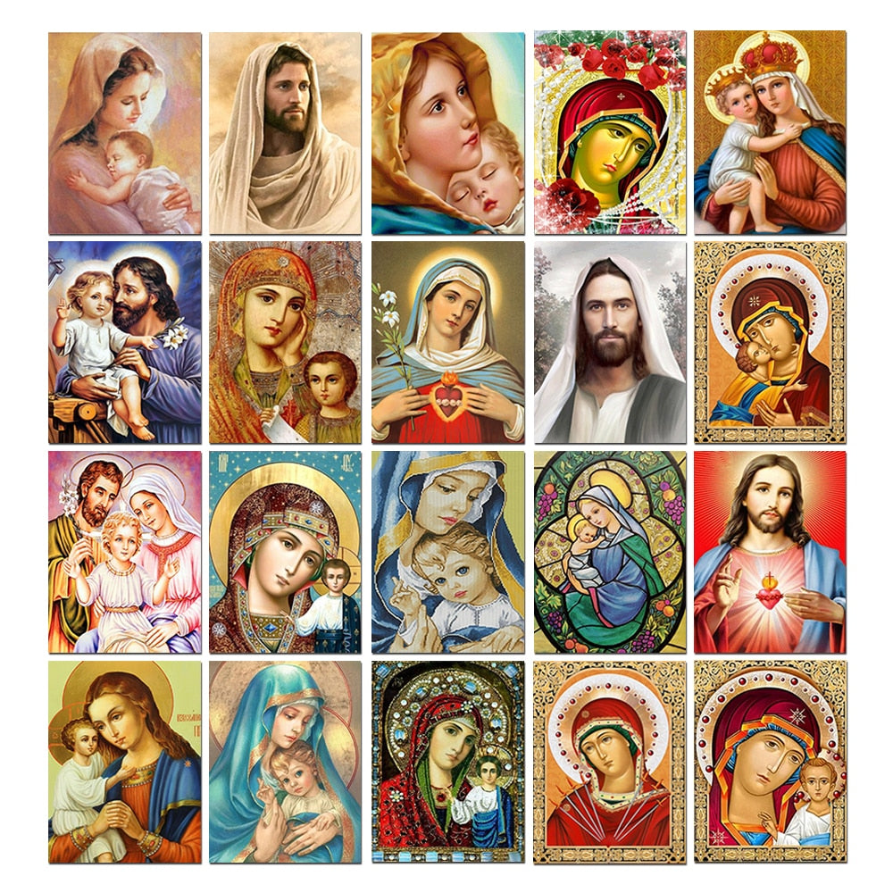 5D Diamond Painting Mother Mary's Rosary - DIY Full Round Cross Stitch & Rhinestones for Home Decor