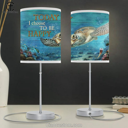 Sea Turtle Ocean Today I Choose To Be Happy Table Lamp For Bedroom - Bible Verse Table Lamp - Religious Room Decor