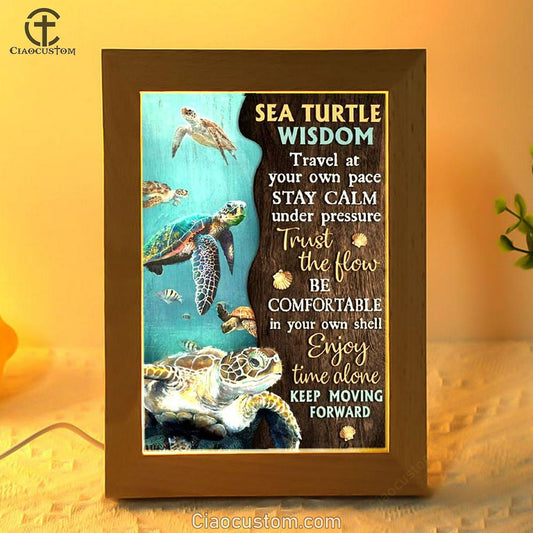 Sea Turtle Ocean World Keep Moving Forward Frame Lamp
