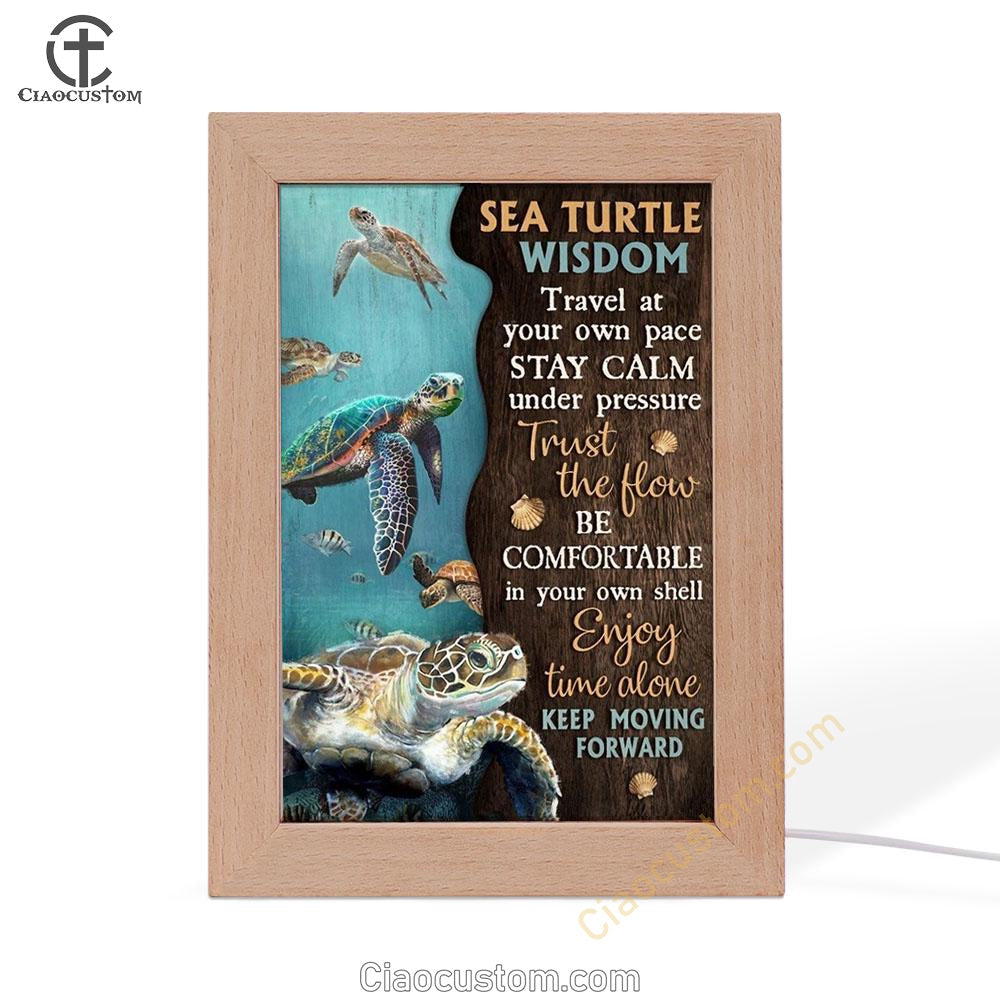 Sea Turtle Ocean World Keep Moving Forward Frame Lamp