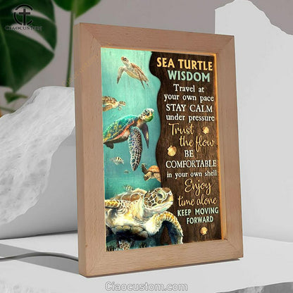 Sea Turtle Ocean World Keep Moving Forward Frame Lamp