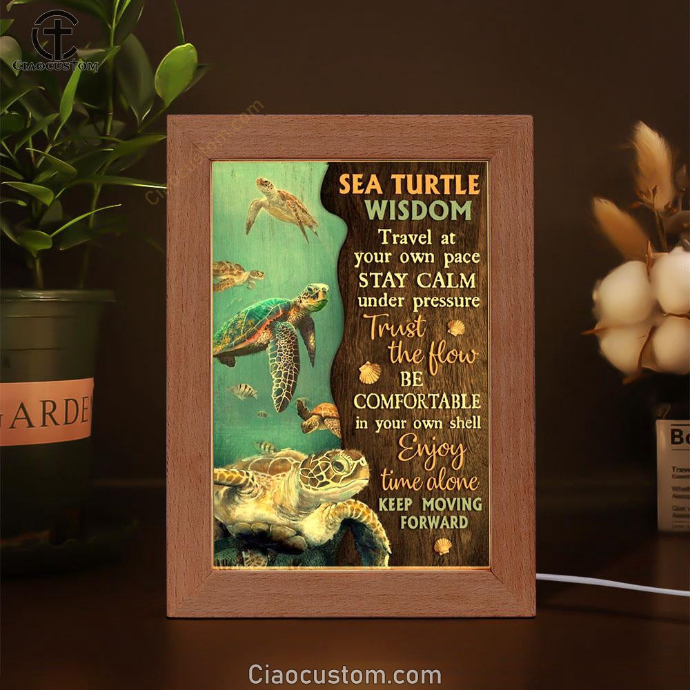 Sea Turtle Ocean World Keep Moving Forward Frame Lamp