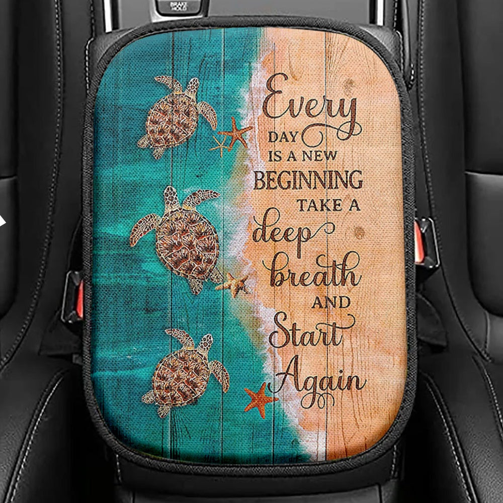 Sea Turtle To The Ocean I Lose My Mind Seat Box Cover, Inspirational Car Center Console Cover, Christian Car Interior Accessories