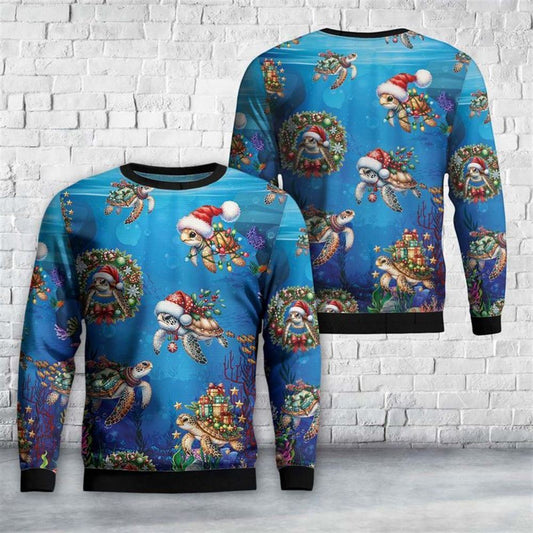 Sea Turtle Ugly Christmas Sweater For Men And Women, Best Gift For Christmas, The Beautiful Winter Christmas Outfit
