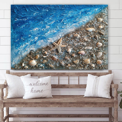 Seashells With Epoxy Resin Painting Canvas Wall Art - Canvas Wall Decor - Home Decor Living Room