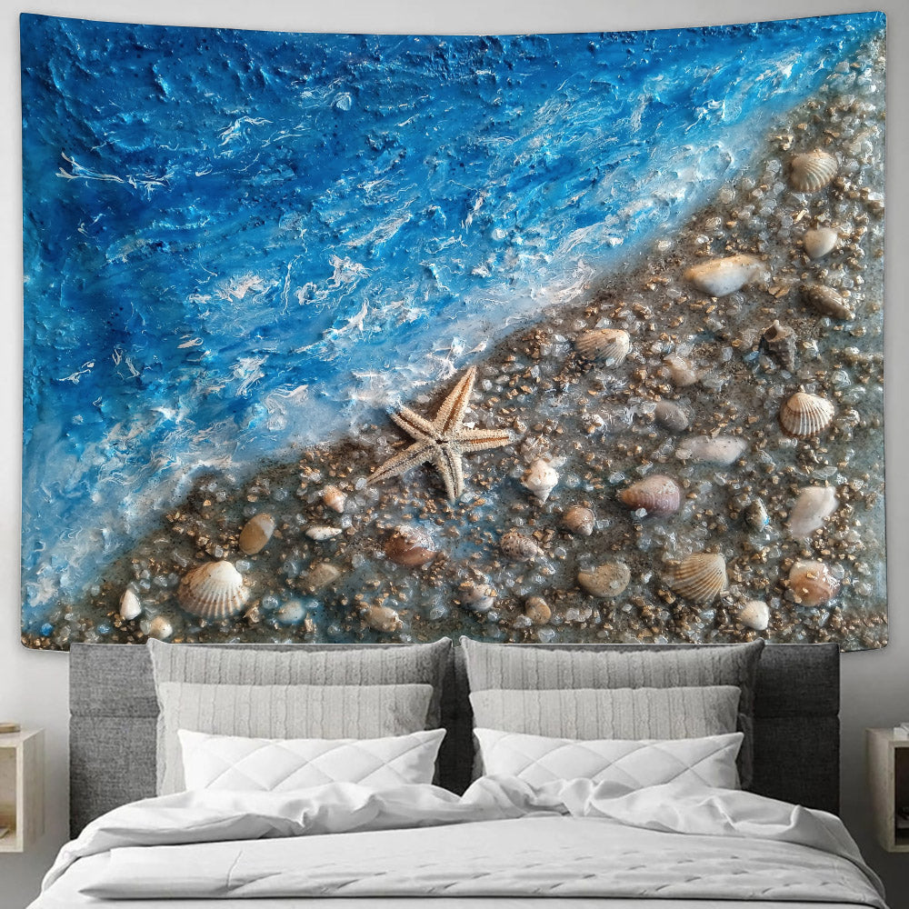 Seashells With Epoxy Resin Painting Tapestry - Tapestry Wall Decor - Home Decor Living Room