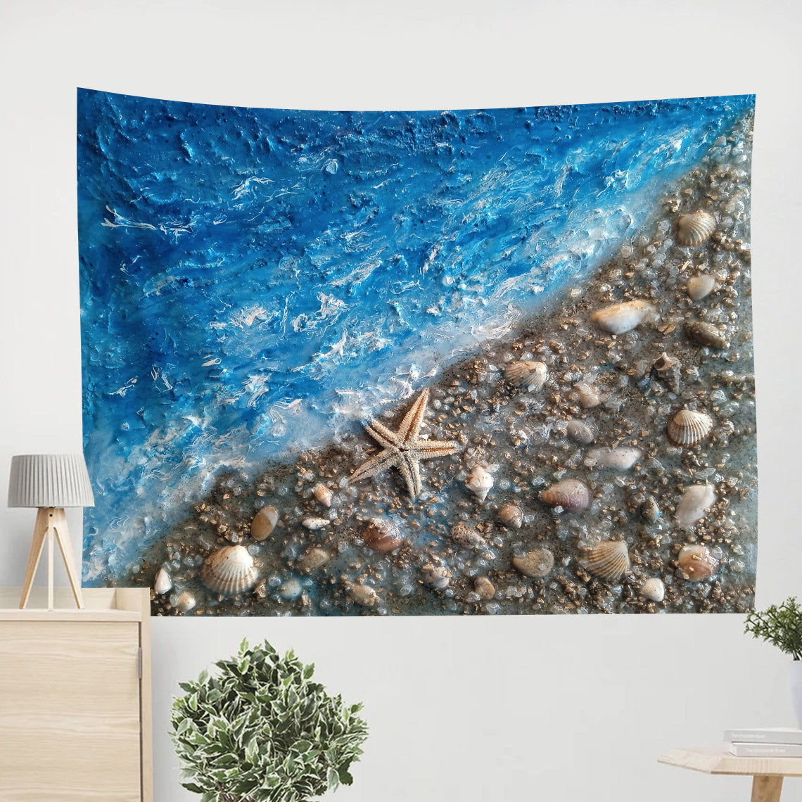 Seashells With Epoxy Resin Painting Tapestry - Tapestry Wall Decor - Home Decor Living Room
