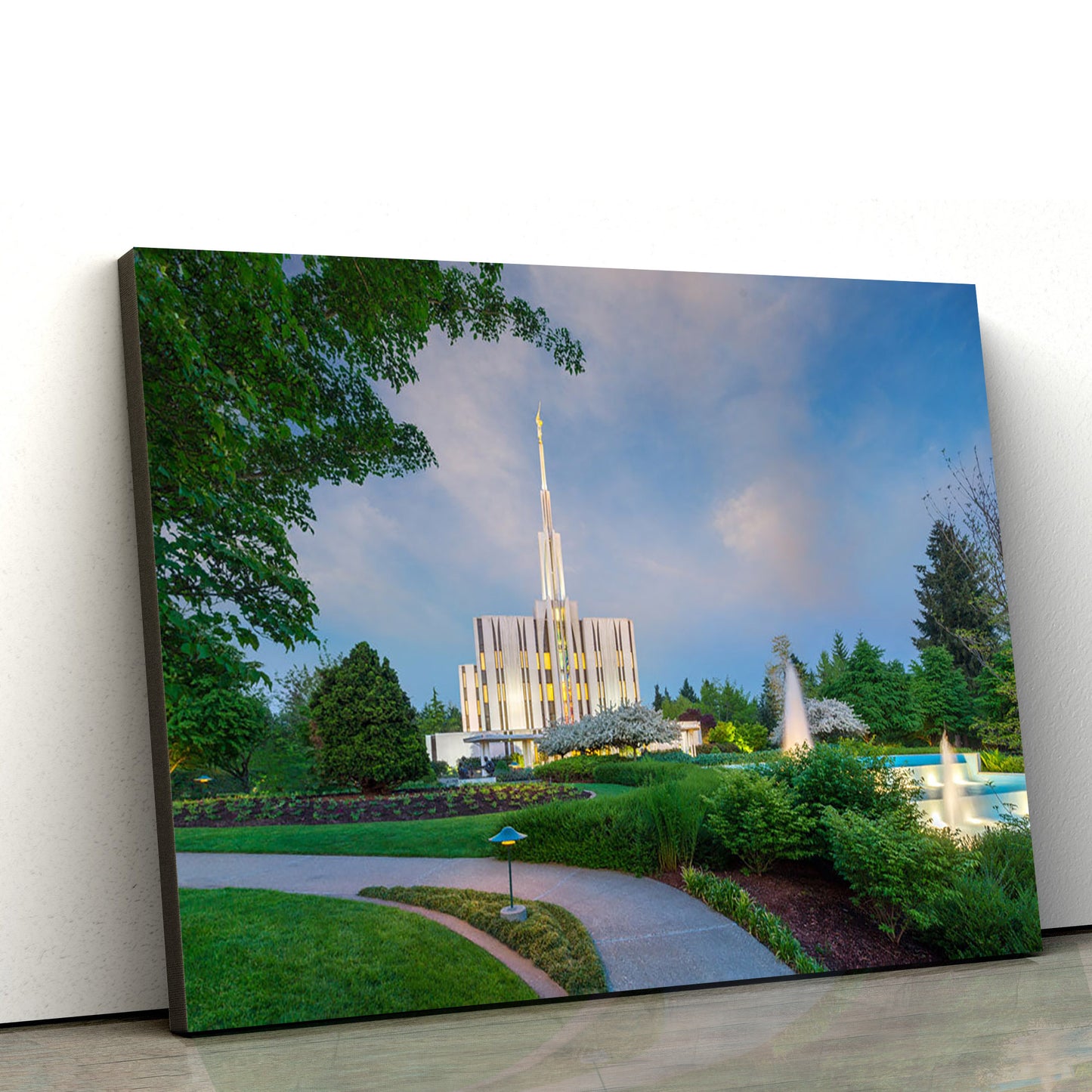 Seattle Temple Fountains Canvas Wall Art - Jesus Christ Picture - Canvas Christian Wall Art