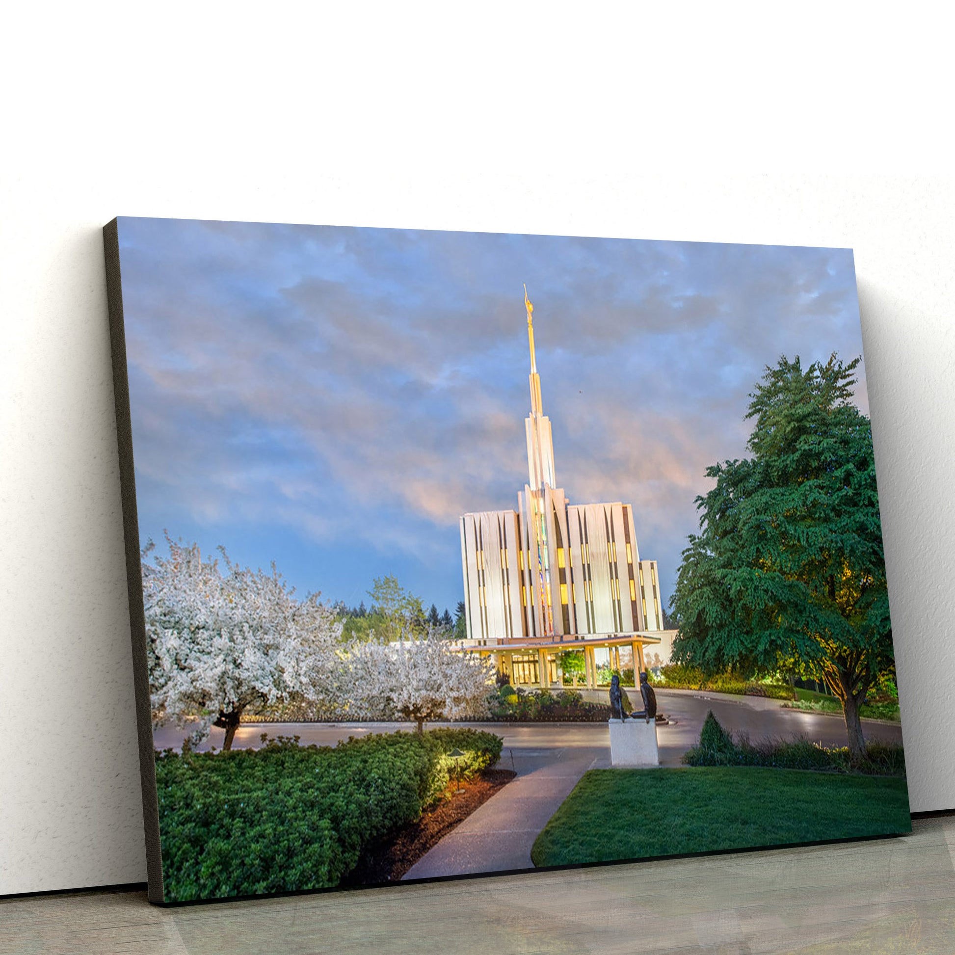Seattle Temple Garden Path Canvas Wall Art - Jesus Christ Picture - Canvas Christian Wall Art