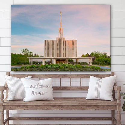 Seattle Temple Spring Sunset Canvas Wall Art - Jesus Christ Picture - Canvas Christian Wall Art