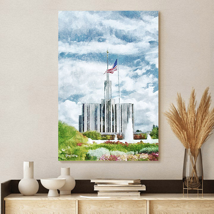 Seattle Temple Us Flag Canvas Pictures - Jesus Canvas Art - Christian Wall Art