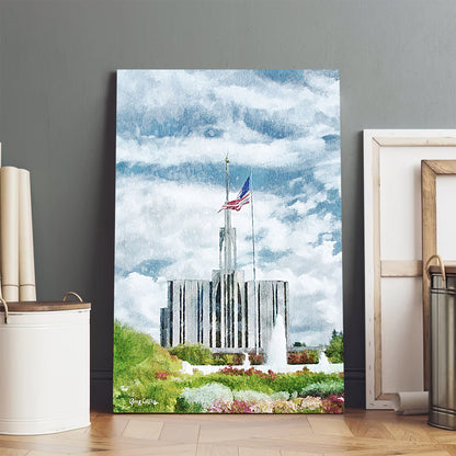 Seattle Temple Us Flag Canvas Pictures - Jesus Canvas Art - Christian Wall Art