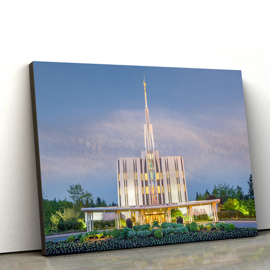 Seattle Temple Welcome To The Temple Canvas Wall Art - Jesus Christ Picture - Canvas Christian Wall Art