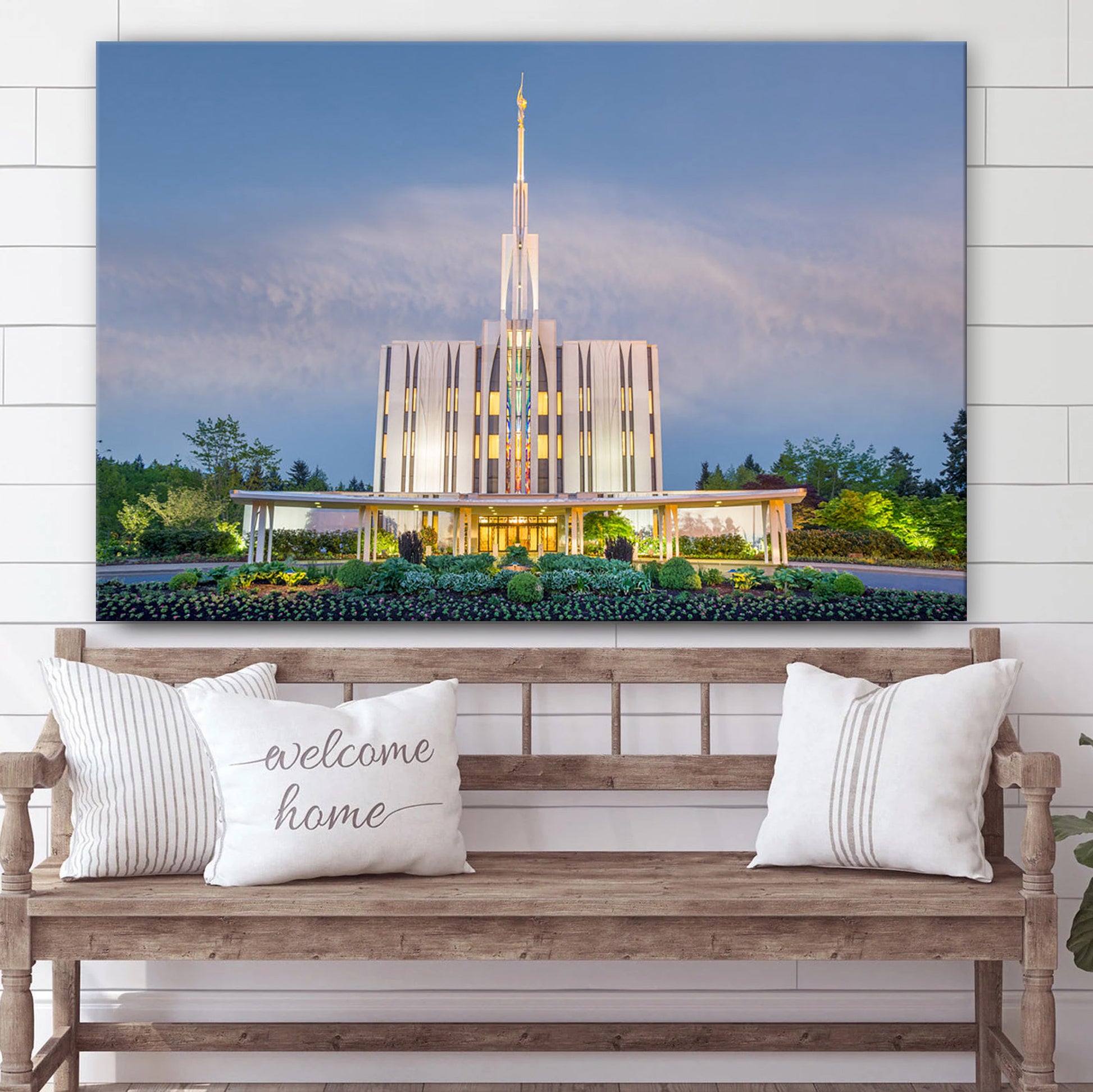 Seattle Temple Welcome To The Temple Canvas Wall Art - Jesus Christ Picture - Canvas Christian Wall Art