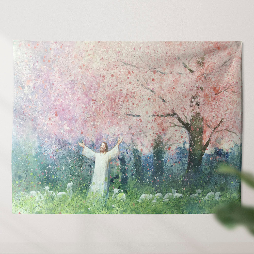 Seeds of Kindness Tapestry - Jesus And The Sheeps Tapestry - Christian Tapestry - Religious Tapestry Wall Hangings - Jesus Wall Tapestry - Ciaocustom