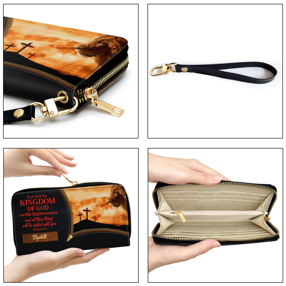 Seek First The Kingdom Of God And His Righteousness Clutch Purse For Women - Personalized Name - Christian Gifts For Women