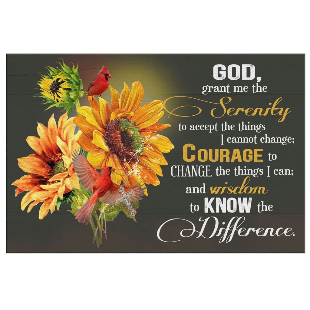 Serenity Prayer Sunflower Canvas Wall Art - Religious Wall Decor