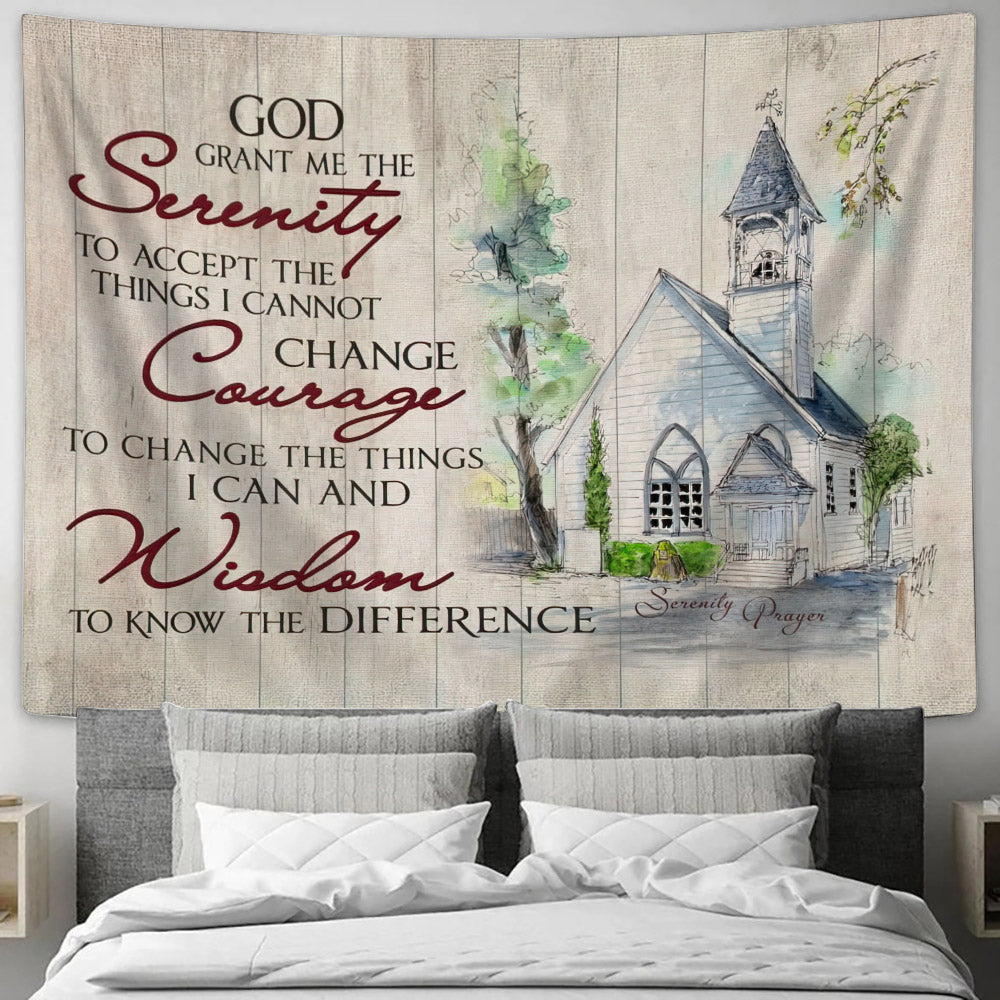 Serenity Prayer Tapestry Wall Art - Christian Wall Tapestry - Tapestry Wall Hanging - Jesus Tapestry