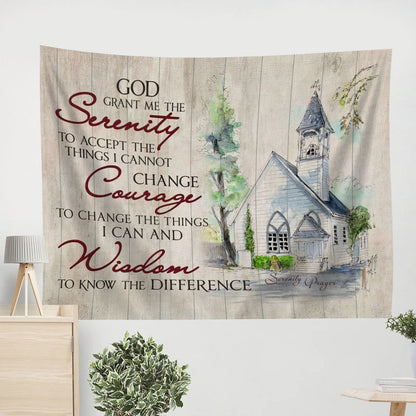 Serenity Prayer Tapestry Wall Art - Christian Wall Tapestry - Tapestry Wall Hanging - Jesus Tapestry
