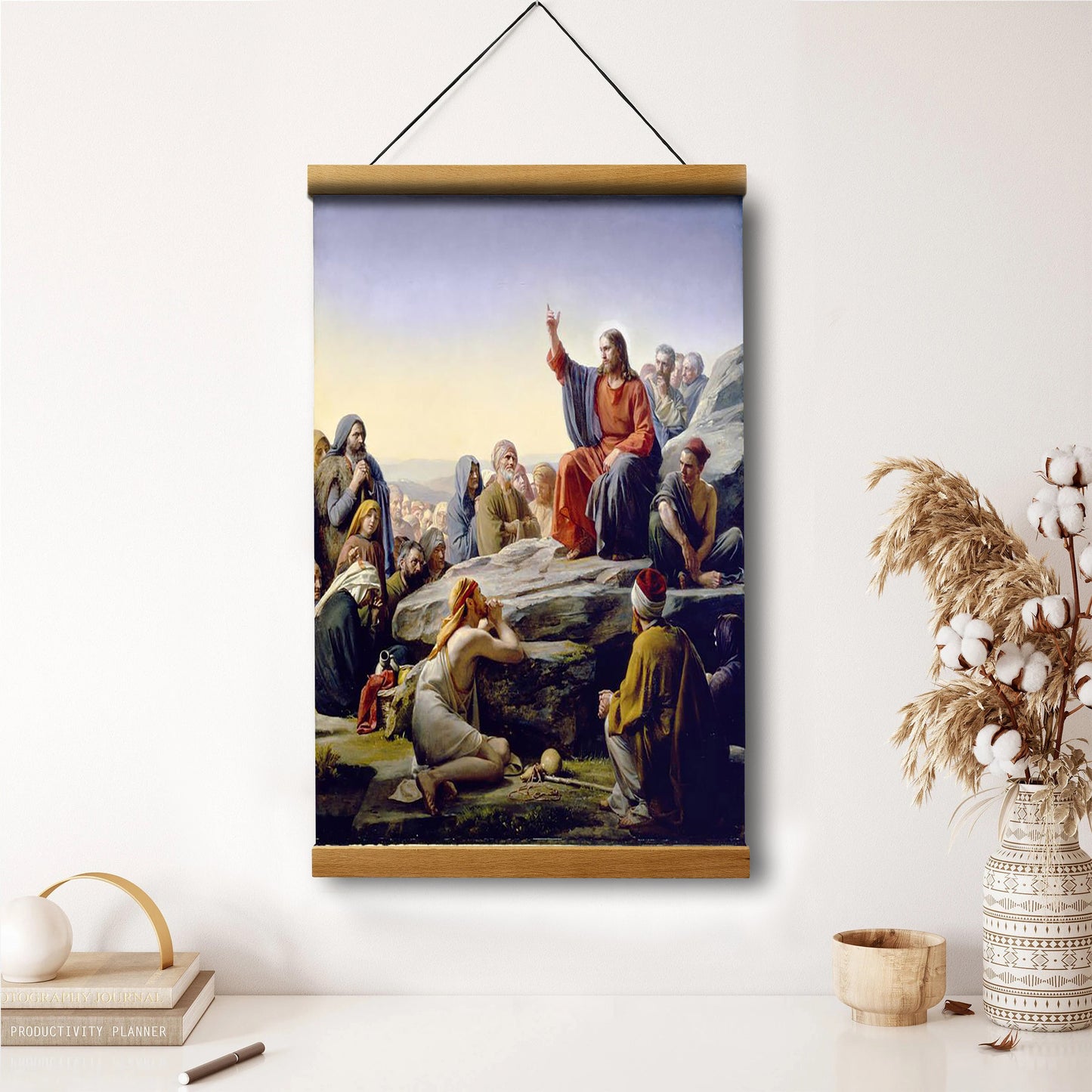 Sermon On The Mount Hanging Canvas Wall Art - Christan Wall Decor - Religious Canvas