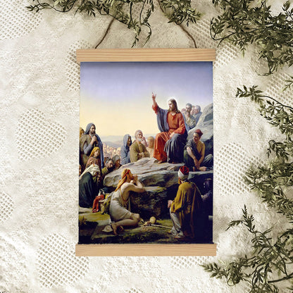 Sermon On The Mount Hanging Canvas Wall Art - Christan Wall Decor - Religious Canvas