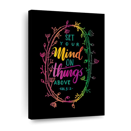 Set Your Mind Bible Verse Wall Art Canvas - Canvas Religious Wall Art - Christian Wall Decor Living Room