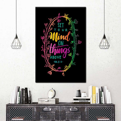 Set Your Mind Bible Verse Wall Art Canvas - Canvas Religious Wall Art - Christian Wall Decor Living Room