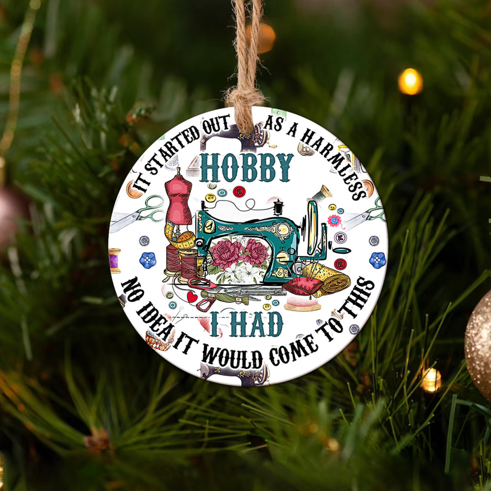 Sewing Not A Normal Hobby Ceramic Circle Ornament - Decorative Ornament - Christmas Ornament