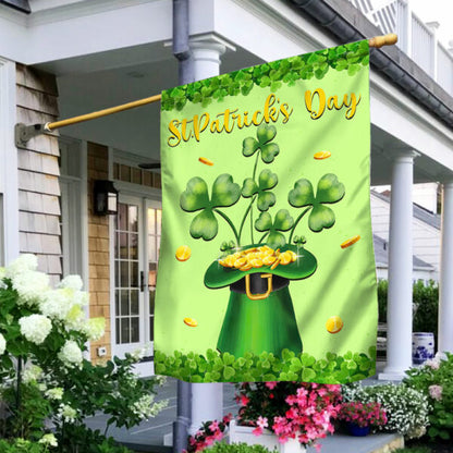 Shamrock Hat House Flag - St Patrick's Day Garden Flag - St. Patrick's Day Decorations