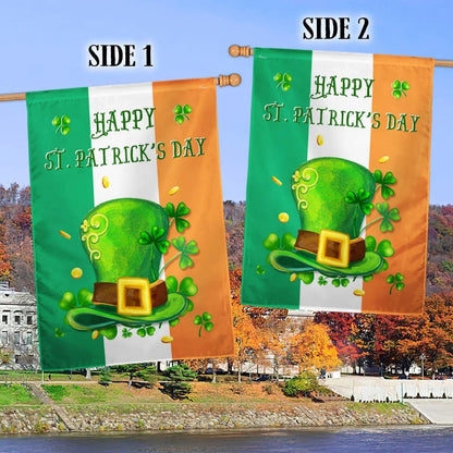 Shamrock Leprechaun's Hat Day House Flag - St Patrick's Day Garden Flag - St. Patrick's Day Decorations