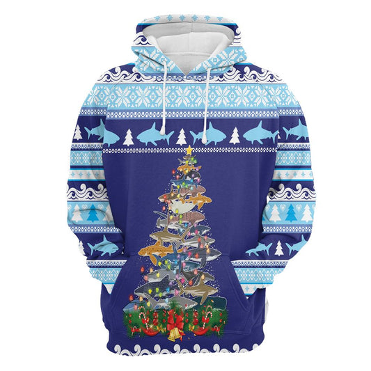 Shark Christmas Tree All Over Print 3D Hoodie For Men And Women, Best Gift For Dog lovers, Best Outfit Christmas