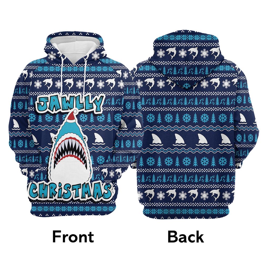 Shark Jawlly Christmas All Over Print 3D Hoodie For Men And Women, Best Gift For Dog lovers, Best Outfit Christmas