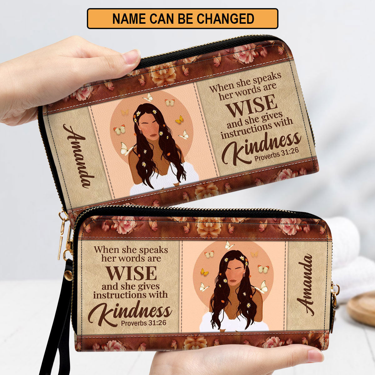 She Gives Instructions With Kin Clutch Purse For Women - Personalized Name - Christian Gifts For Women