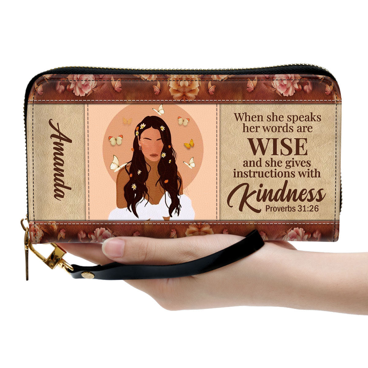 She Gives Instructions With Kin Clutch Purse For Women - Personalized Name - Christian Gifts For Women