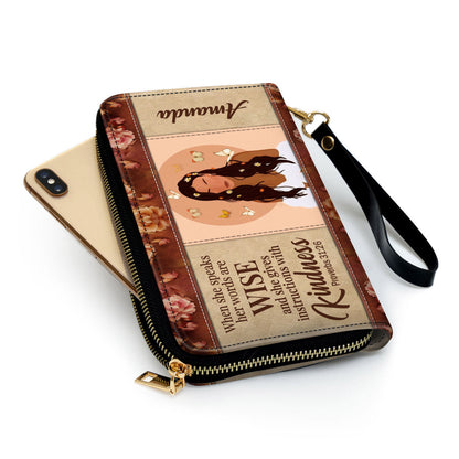 She Gives Instructions With Kin Clutch Purse For Women - Personalized Name - Christian Gifts For Women