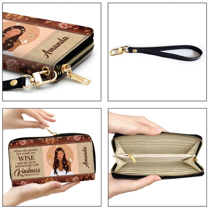 She Gives Instructions With Kin Clutch Purse For Women - Personalized Name - Christian Gifts For Women