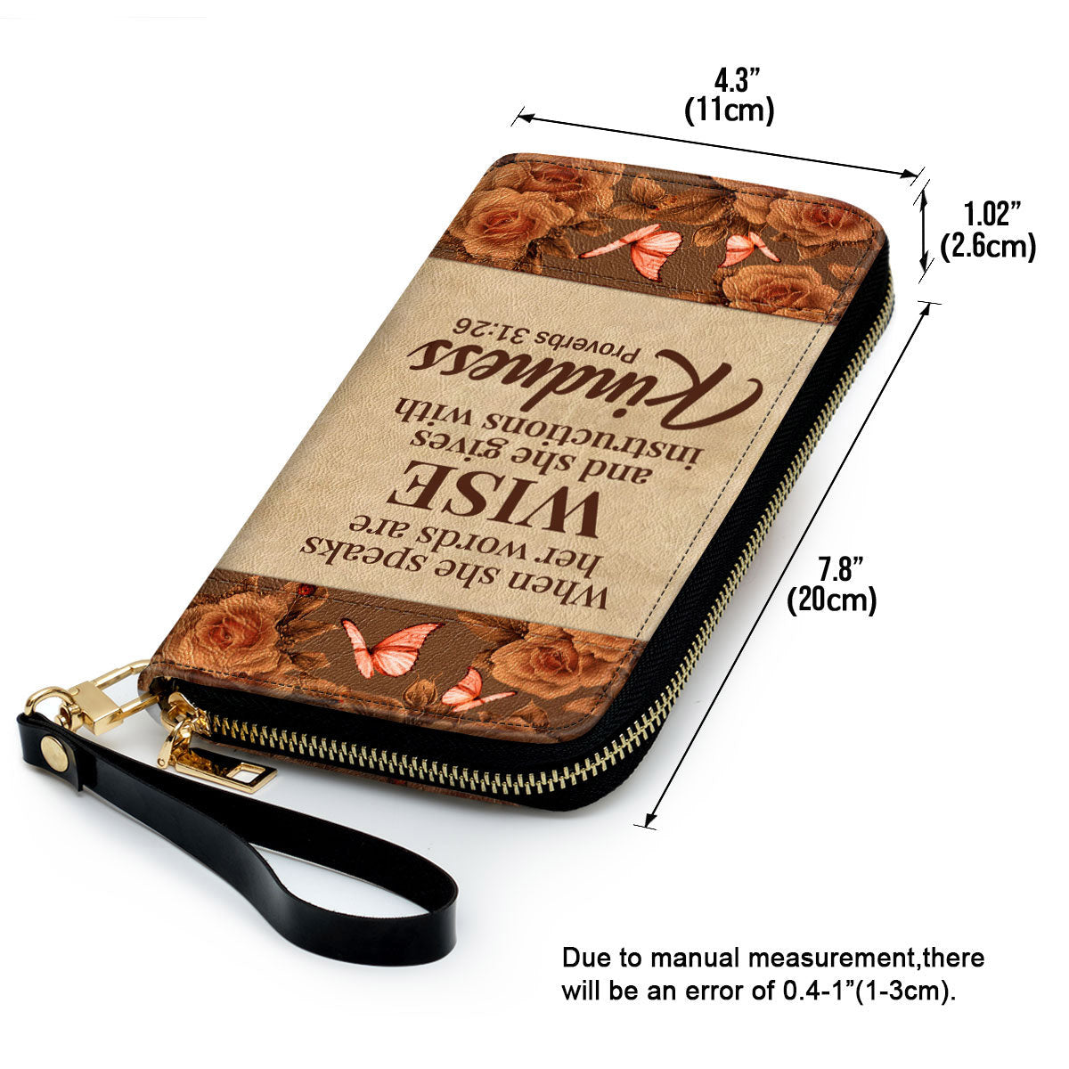 She Gives Instructions With Kindness Proverbs 3126 Bible Verse Christ Gifts For Women Rose Clutch Purse For Women - Personalized Name