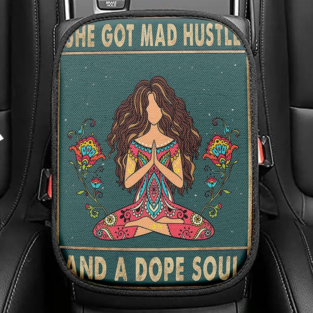 She Got Mad Hustle And A Dope Soul Seat Box Cover, Car Center Console Cover For Teen Girls