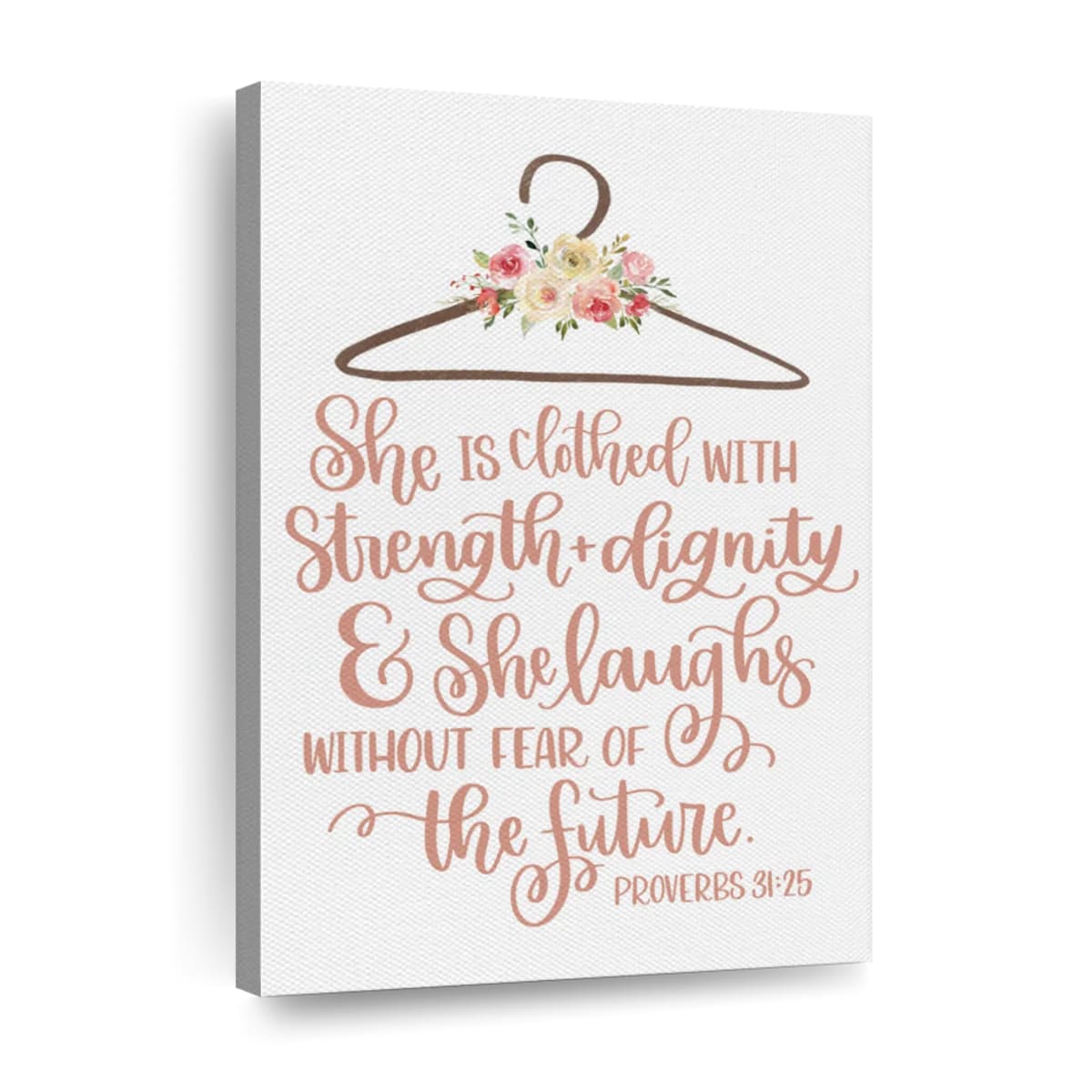 She Is Clothed In Strength And Dignity Wall Art Canvas - Canvas Religious Wall Art - Christian Wall Decor Living Room