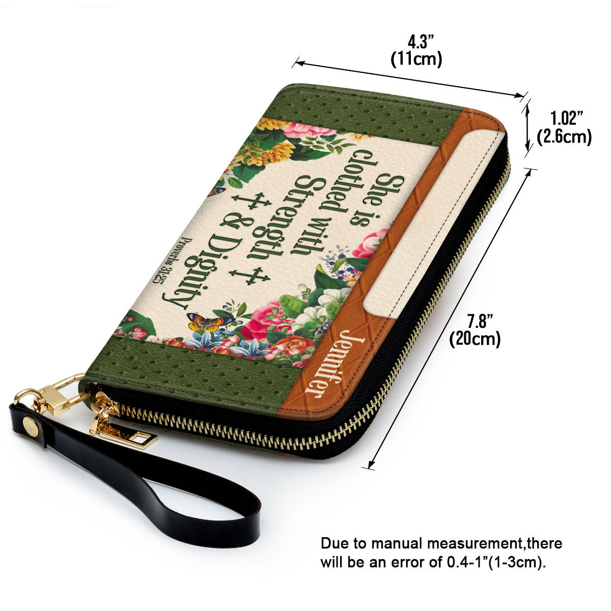 She Is Clothed With Strength And Dignity Adorable Clutch Purse For Women - Personalized Name - Christian Gifts For Women