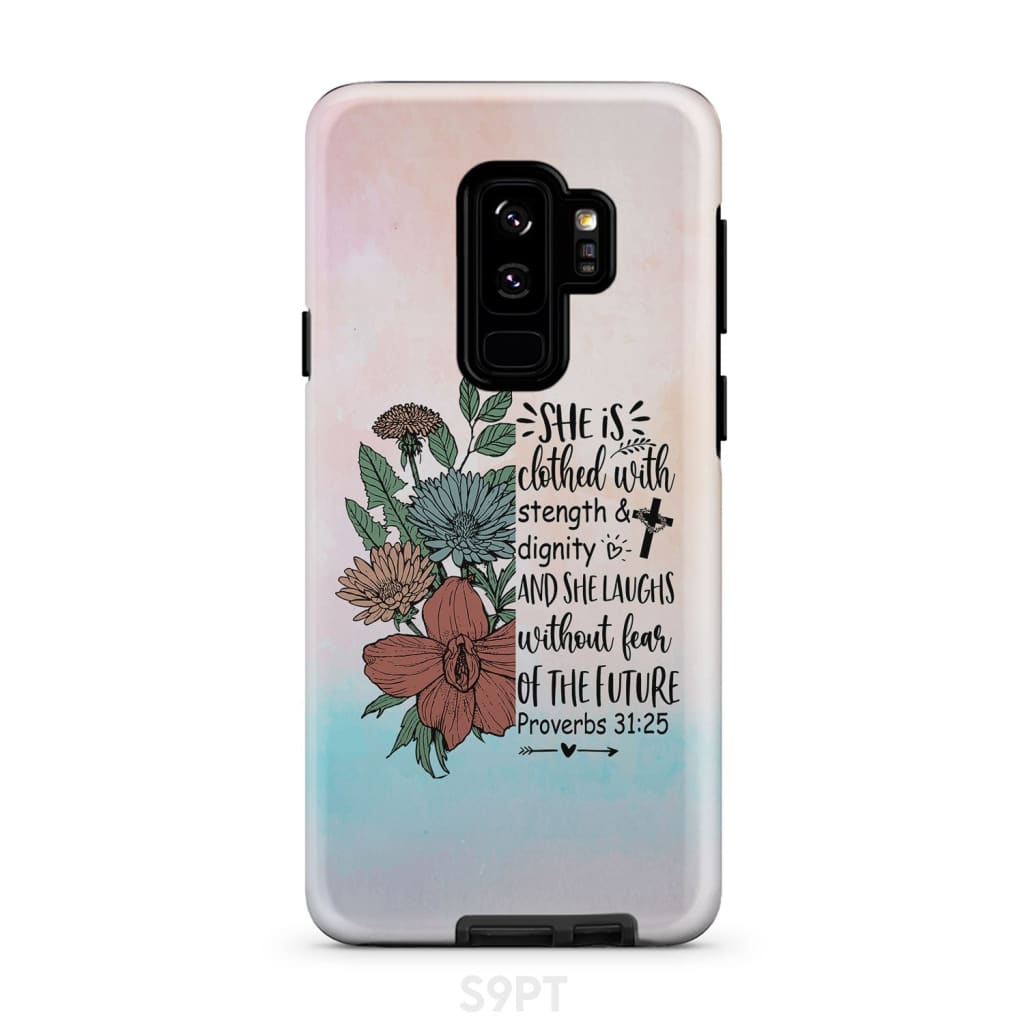 She Is Clothed With Strength And Dignity Phone Case - Inspirational Bible Scripture iPhone Cases