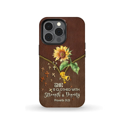 She Is Clothed With Strength And Dignity Sunflower Phone Case - Christian Phone Cases - Religious Phone Case